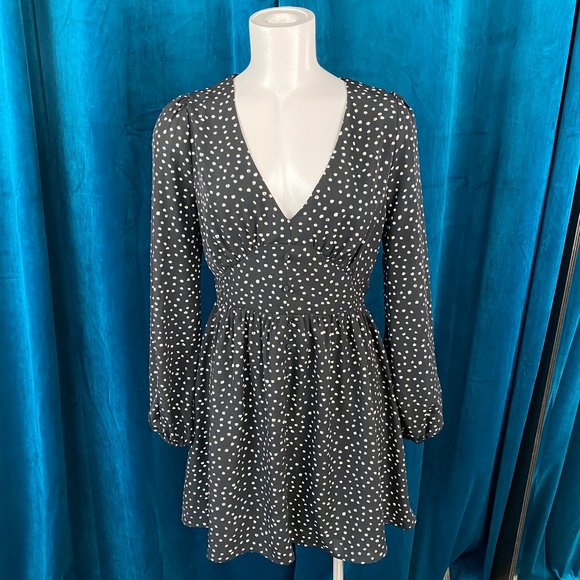 Wild Honey Long Sleeve Spot Me Mini Dress in Black - Picture 2 of 10